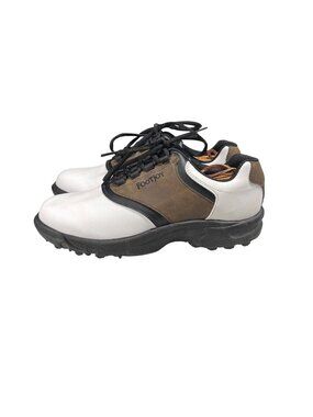 FootJoy Mens White & Brown Golf Shoes Spike Sole Size 8M